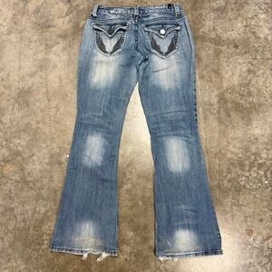 Y2K Zo2‎ Jeans Angel Wing Embroidered Flare Jeans 28x31